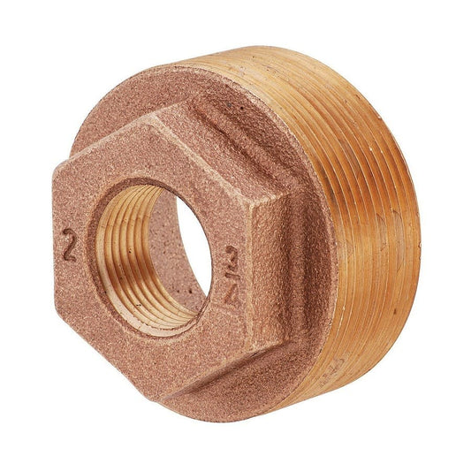 Hex Head Bushing, 1/2 x 1/4 in, MNPT x FNPT, Lead Free Brass, Rough Brass