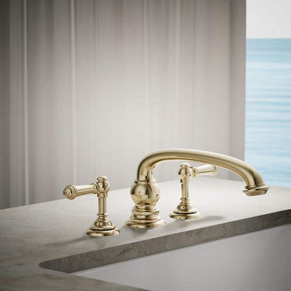 Artifacts Deck-Mount Bath Faucet Handle Trim with Lever Design