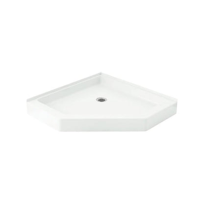 Intrigue™ Neo-Angle Shower Tray/Base, Solid Surface, White