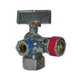 Quarter Turn Dual Stop, 5/8 x 1/2 x 3/8 in, Comp, Chrome