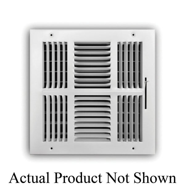 4-Way Down Face Supply Register, 12 x 12 in, 1/2 in Spacing, Multi Shutter Damper, Steel, White