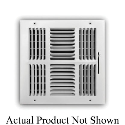 4-Way Down Face Supply Register, 14 x 14 in, 1/2 in Spacing, Multi Shutter Damper, Steel, White