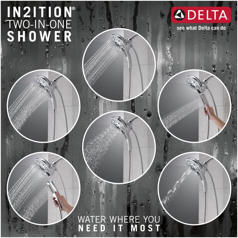 Universal Showering In2ition 2.5 GPM Multi Function Shower Head with Touch-Clean, MagnaTite, and H2Okinetic Technology