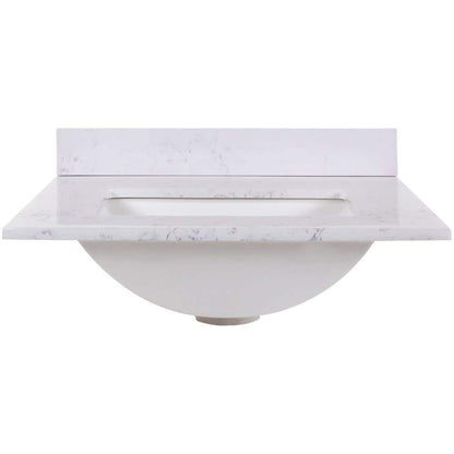 25 in. W x 22 in. D Cultured Marble White Rectangular Single Sink Vanity Top in Pulsar