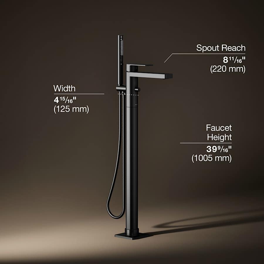 Parallel Floor Mounted Tub Filler - Includes Hand Shower