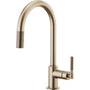 Litze Single Handle Arc Spout Pull Down Kitchen Faucet with Knurled Handle - Limited Lifetime Warranty