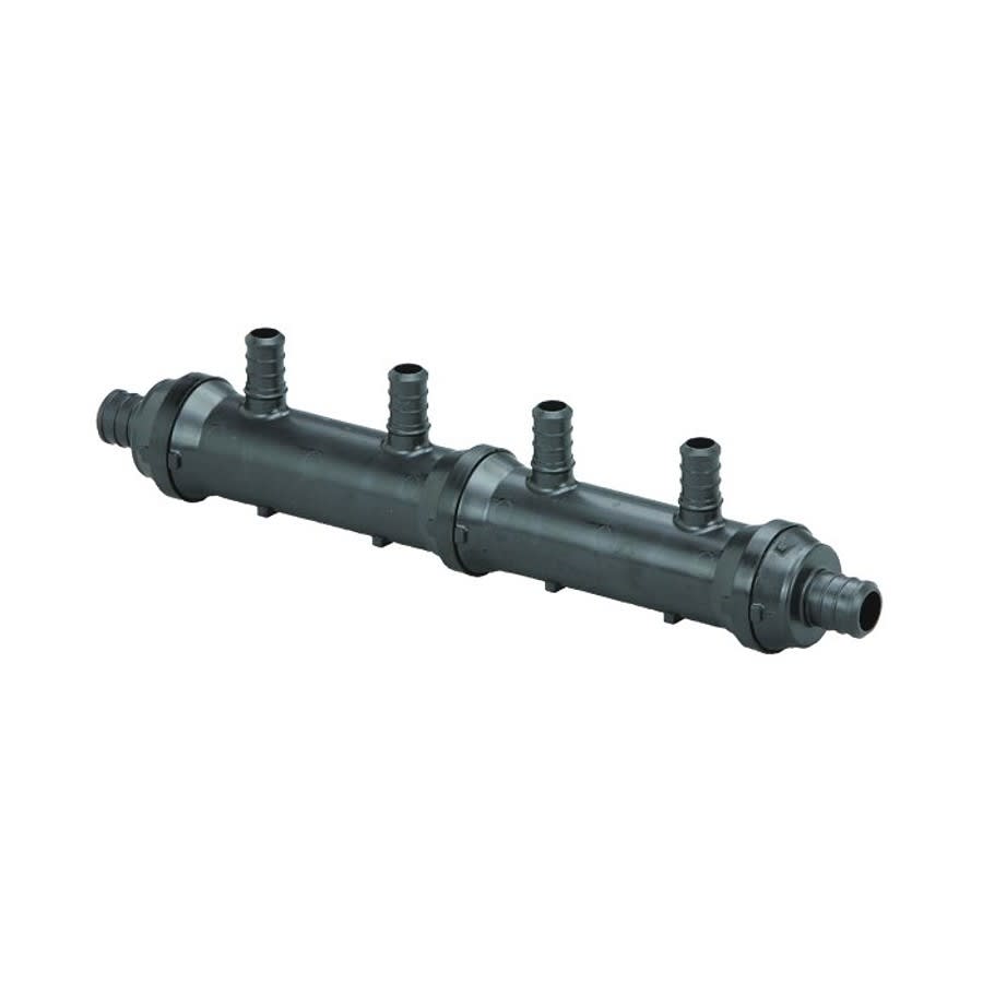 4-Port Manifold, 3/4 x 1/2 in, Poly