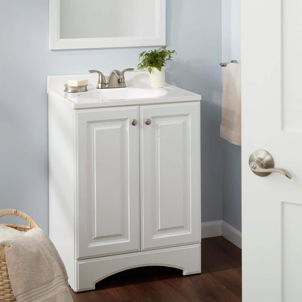 Builders 4 in. Centerset Double Handle Low-Arc Bathroom Faucet in Brushed Nickel