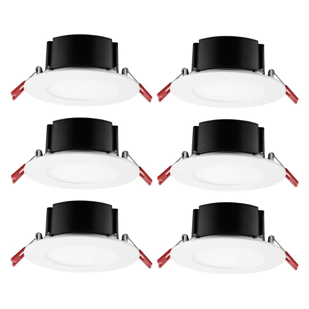 Box on Top Integrated LED 4 in Round  Canless Recessed Light for Kitchen Bathroom Livingroom, White Soft White 6-Pack