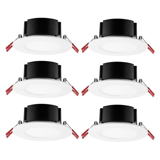 Box on Top Integrated LED 4 in Round  Canless Recessed Light for Kitchen Bathroom Livingroom, White Soft White 6-Pack