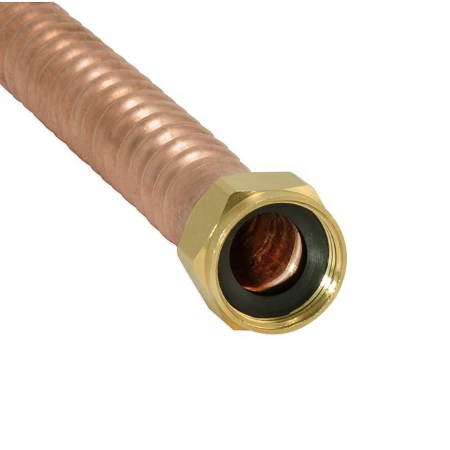 Corrugated Water Heater Flex, 3/4 in, FNPT, 12 in L, Copper