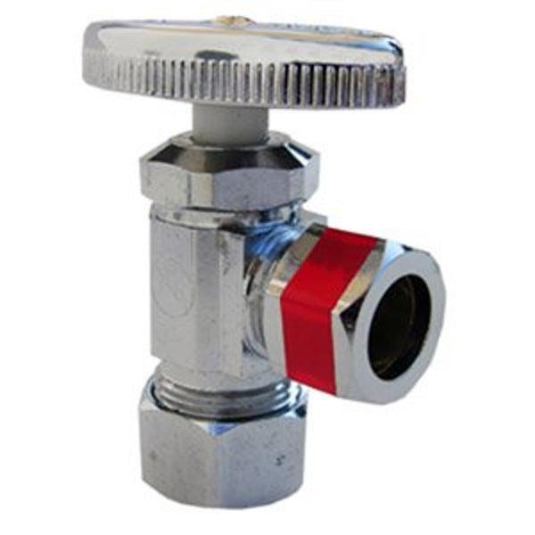 Multi Turn Angle Stop, 5/8 x 1/2 in, Comp, Chrome