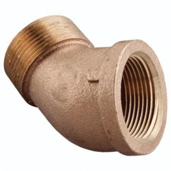 Street 45 deg Elbow, 3/8 in, MNPT x FNPT, Lead Free Brass, Rough Brass, Domestic