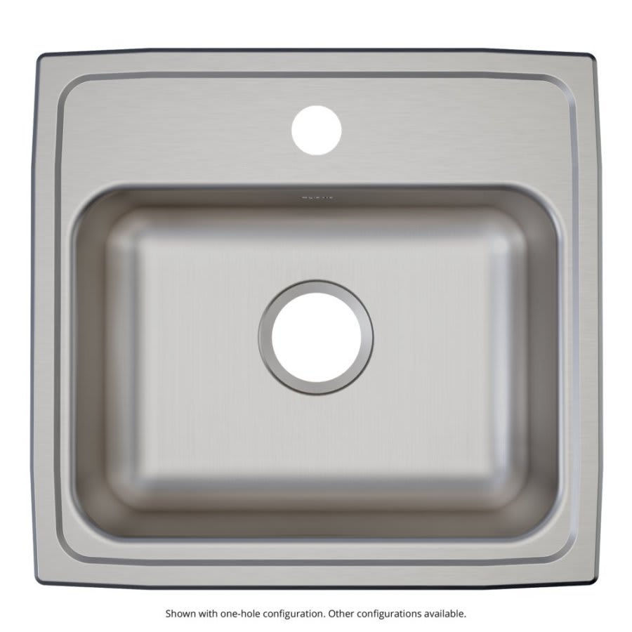 Lustertone™ Classic Single Bowl Kitchen Sink, Top Mount, ADA, 19 x 18 in, 4-7/8 in Bowl Depth, 1-Hole, 18 ga Lustrous Satin Steel, Stainless