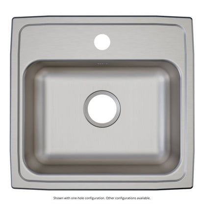 Lustertone™ Classic Single Bowl Kitchen Sink, Top Mount, ADA, 19 x 18 in, 4-7/8 in Bowl Depth, 1-Hole, 18 ga Lustrous Satin Steel, Stainless