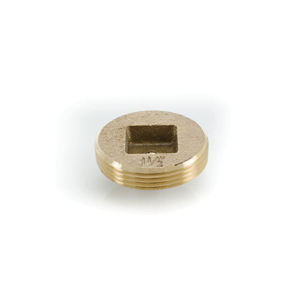 Countersunk Square Tapped Cleanout Plug, 1-1/2 in, 1/4-20, Brass