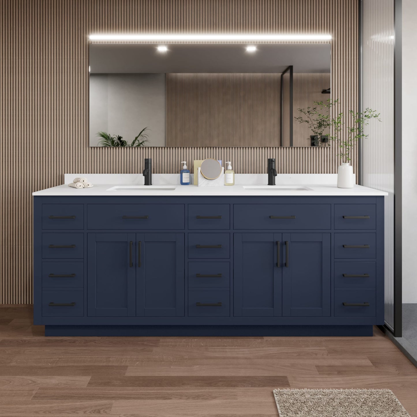 Beckett Double Bathroom Vanity with Toe Kick - 84W x 35H x 22D