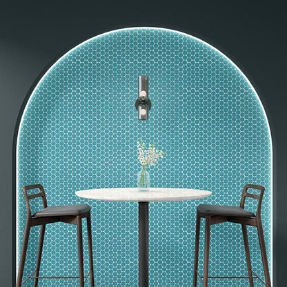 Color Wheel Mosaic Ocean Blue Straight Joint 2X2 Glossy