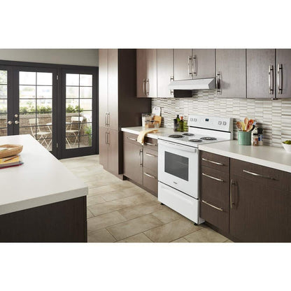 30 in. 4.8 cu. ft. 4-Burner Electric Range with Keep Warm Setting in White with Storage Drawe