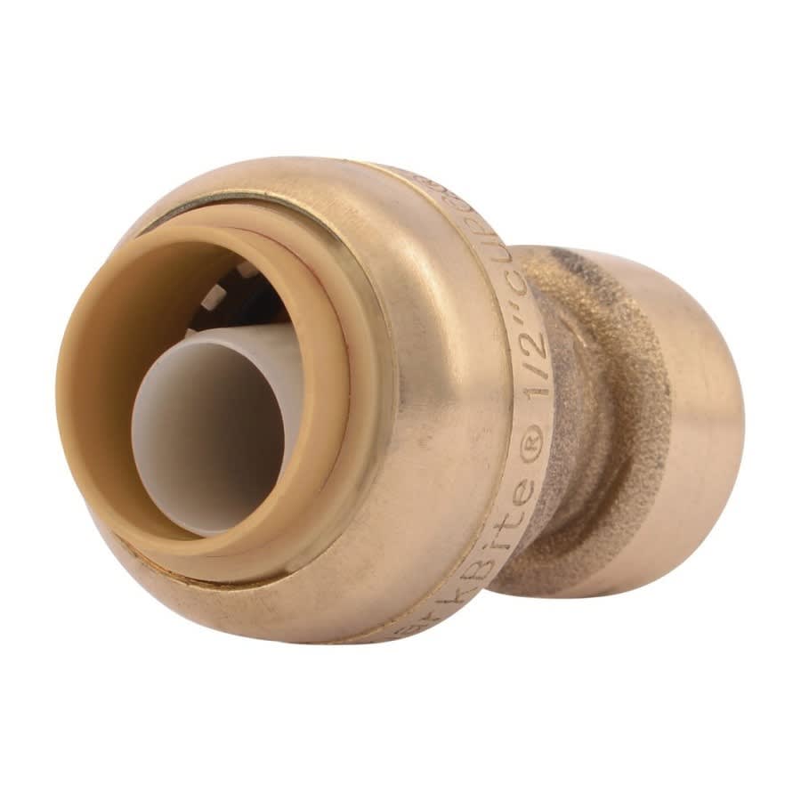Reducer Coupling, 1/4 x 1/2 in, Push, Brass