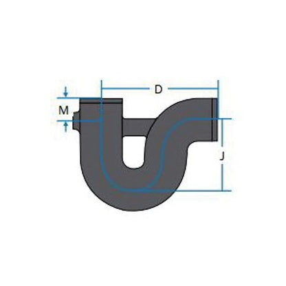 P-Trap with 1/2" Tap, 2 in, No Hub, Cast Iron