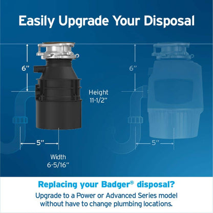 Badger 5, 1/2 HP Continuous Feed Kitchen Garbage Disposal with Power Cord, Standard Series