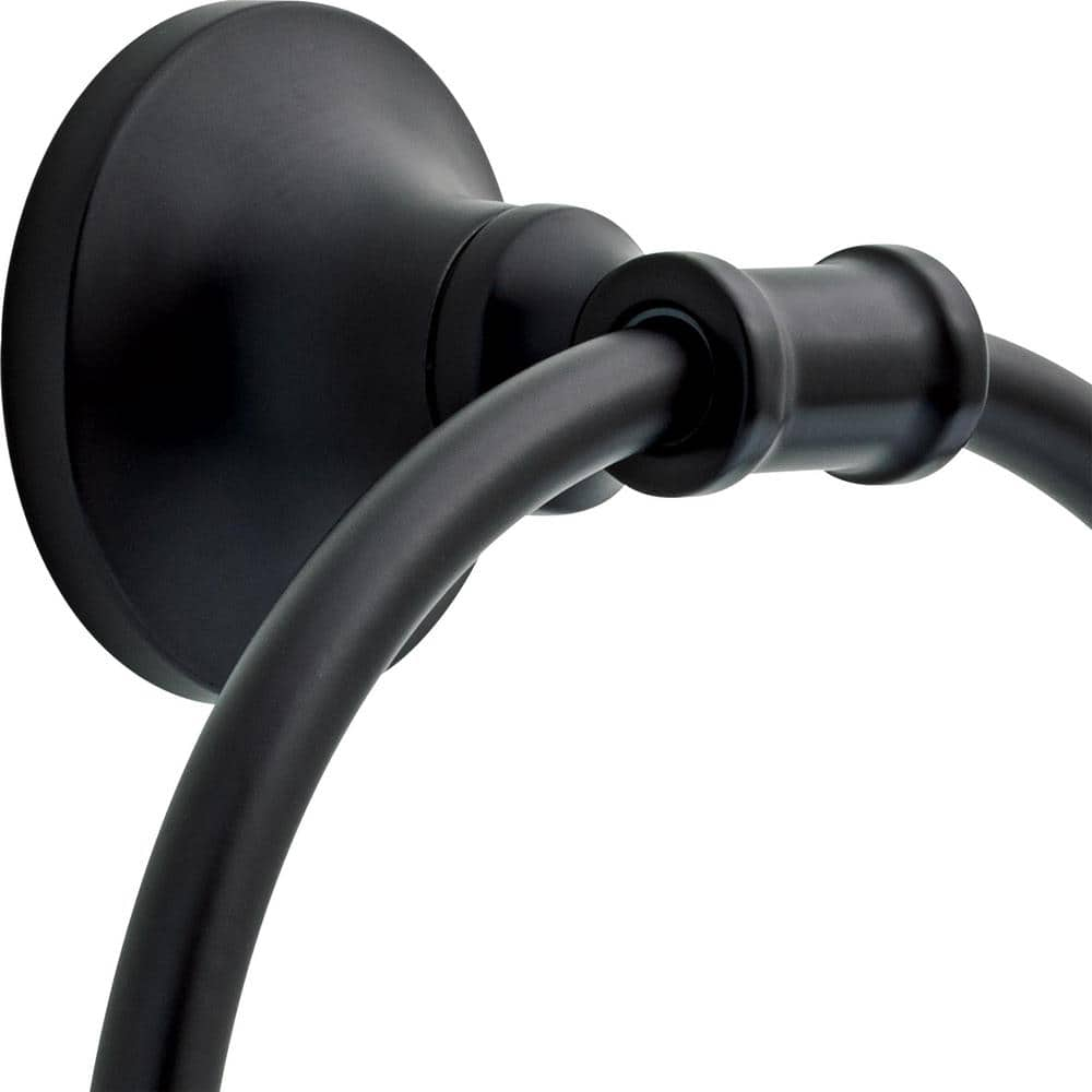 Chamberlain Wall Mount Round Closed Towel Ring Bath Hardware Accessory in Matte Black