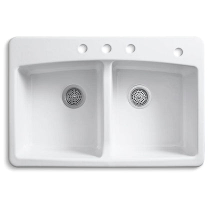 Brookfield 33" Double Basin Top-Mount Enameled Cast-Iron Kitchen Sink