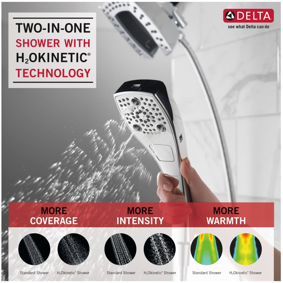 Universal Showering 2.5 GPM Multi Function 2-in1 In2ition Shower Head and Hand Shower with Touch Clean, H2Okinetic and MagnaTite Technology