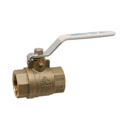 2-Piece Ball Valve, 3/8 in, FNPT, Full Port, Brass Ball, Brass