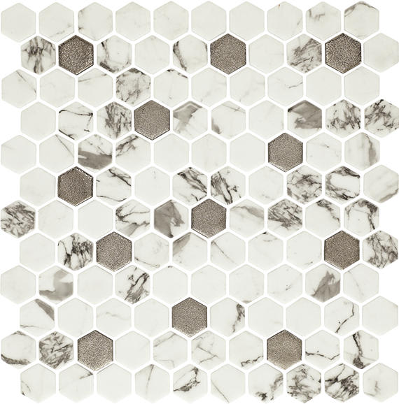 Uptown Glass Posh Bubbly Hexagon 1X1 Mixed