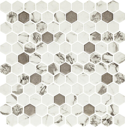 Uptown Glass Posh Bubbly Hexagon 1X1 Mixed