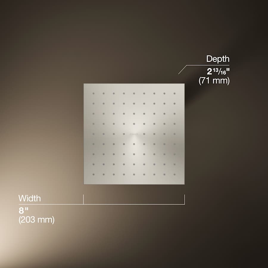 Contemporary Square 8" Single Function 2.5 GPM Rainhead with MasterClean Sprayface and Katalyst Air-Induction Technology