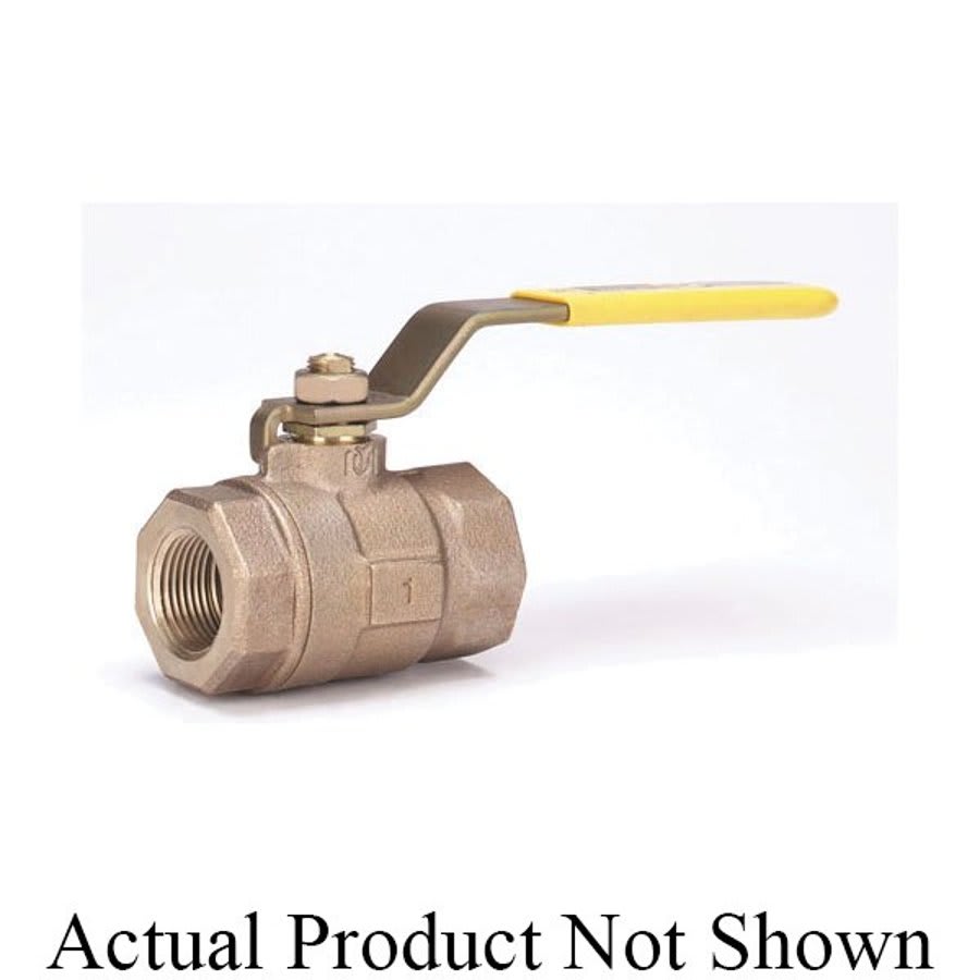 2-Piece Ball Valve, 1-1/2 in, FNPT, Full Port, Plated Brass Ball, Bronze