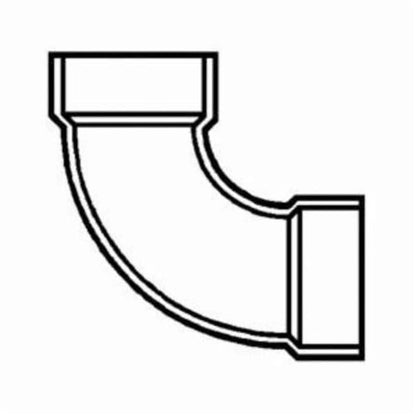 Long Sweep 90 deg Elbow, 6 in, Hub, DWV, PVC