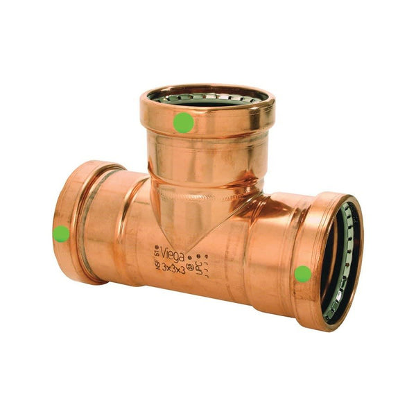 Tube Tee, 3 x 3/4 x 3 in, Press, Copper