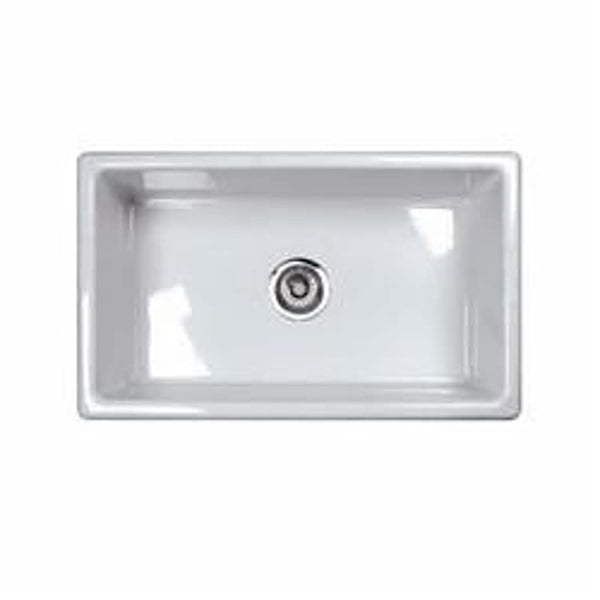 Shaws Classic Single Bowl Kitchen Sink, Under Mount, 30 x 18-1/8 in, 9-1/4 in Bowl Depth, Fireclay, White