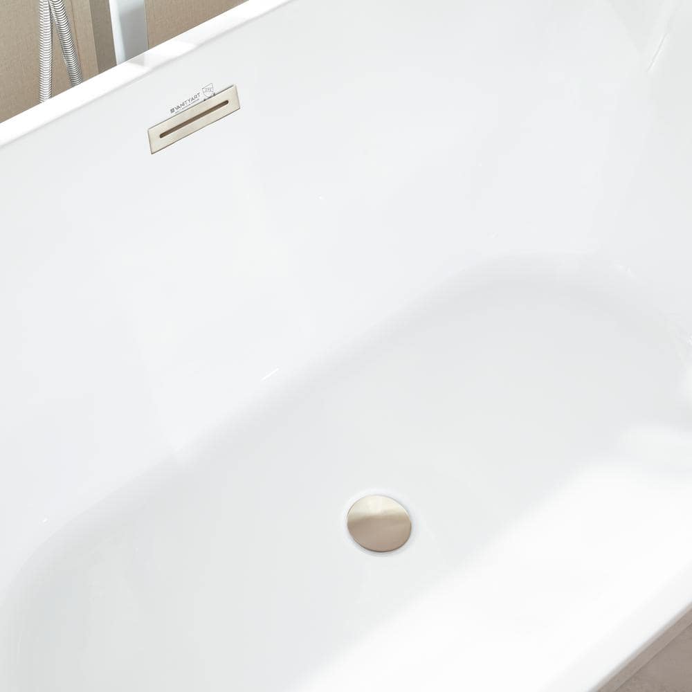 Bordeaux 54 in. Acrylic Flatbottom Freestanding Bathtub in White/Brushed Nickel