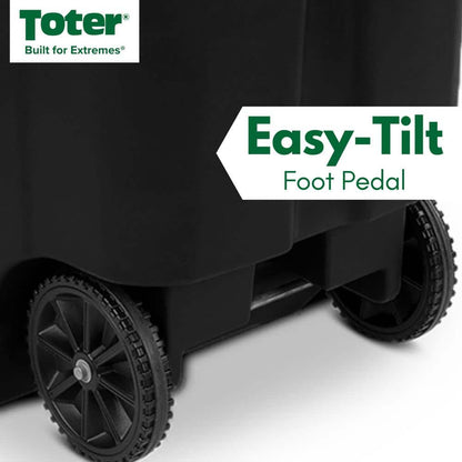 96 Gallon Black Rolling Outdoor Garbage/Trash Can with Wheels and Attached Lid