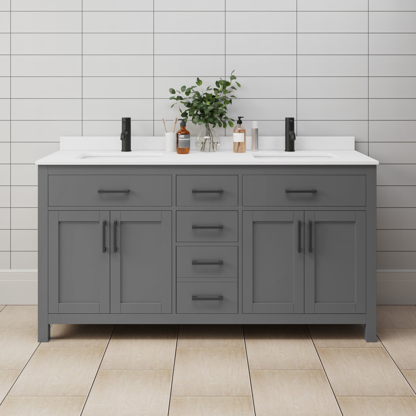 Beckett Double Bathroom Vanity - 66W x 35H x 22D