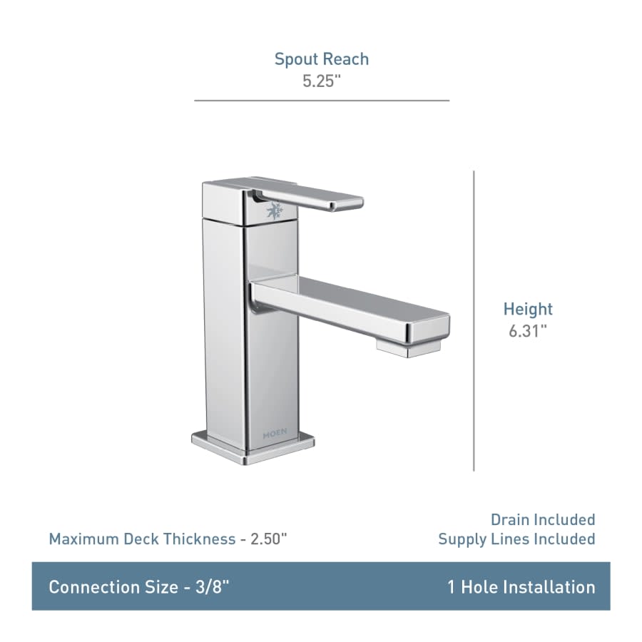 90 Degree 1.2 GPM Single Hole Bathroom Faucet with Pop-Up Drain Assembly