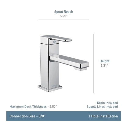 90 Degree 1.2 GPM Single Hole Bathroom Faucet with Pop-Up Drain Assembly