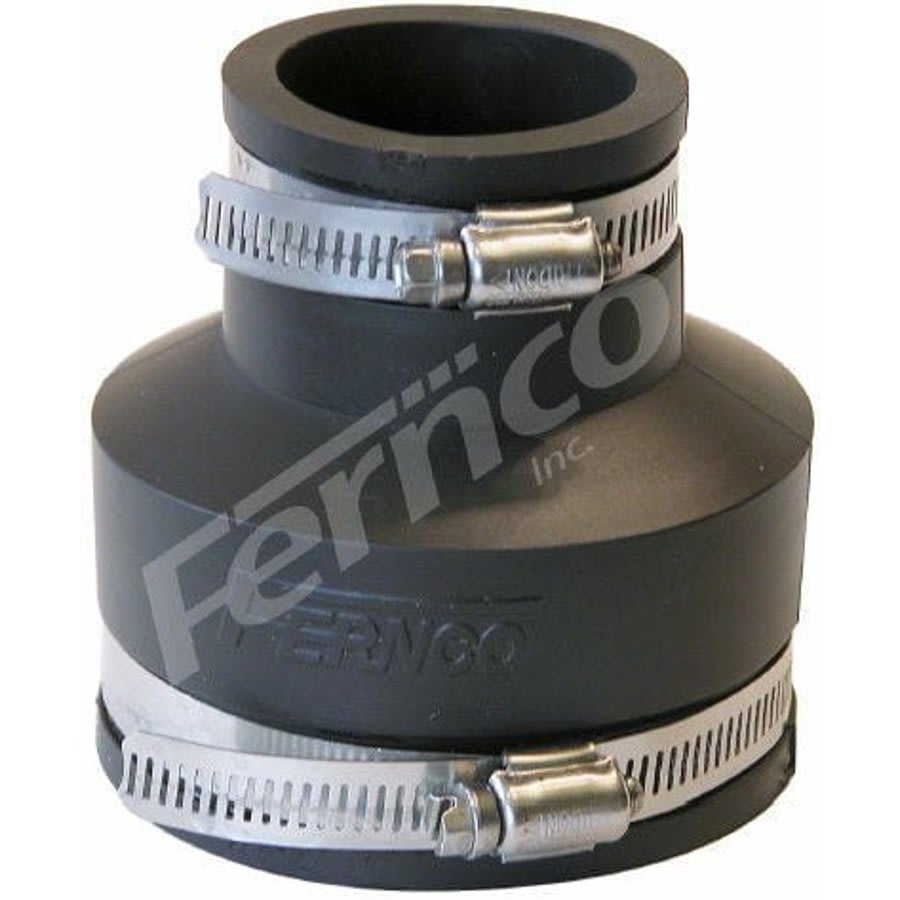 Transition Coupling, 3 x 1-1/2 in, Cast Iron/Plastic x Cast Iron/Plastic, Flexible PVC