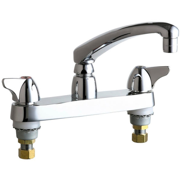 Kitchen Faucet, Deck Mount, ADA, 2 Wing Handle, 2-Hole, Polished Chrome