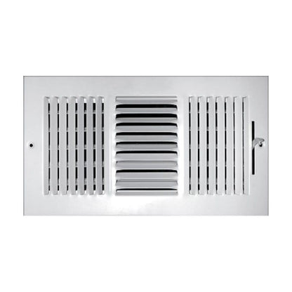 3-Way Down Face Supply Register, 12 x 4 in, 1/2 in Spacing, Multi Shutter Damper, Steel, White