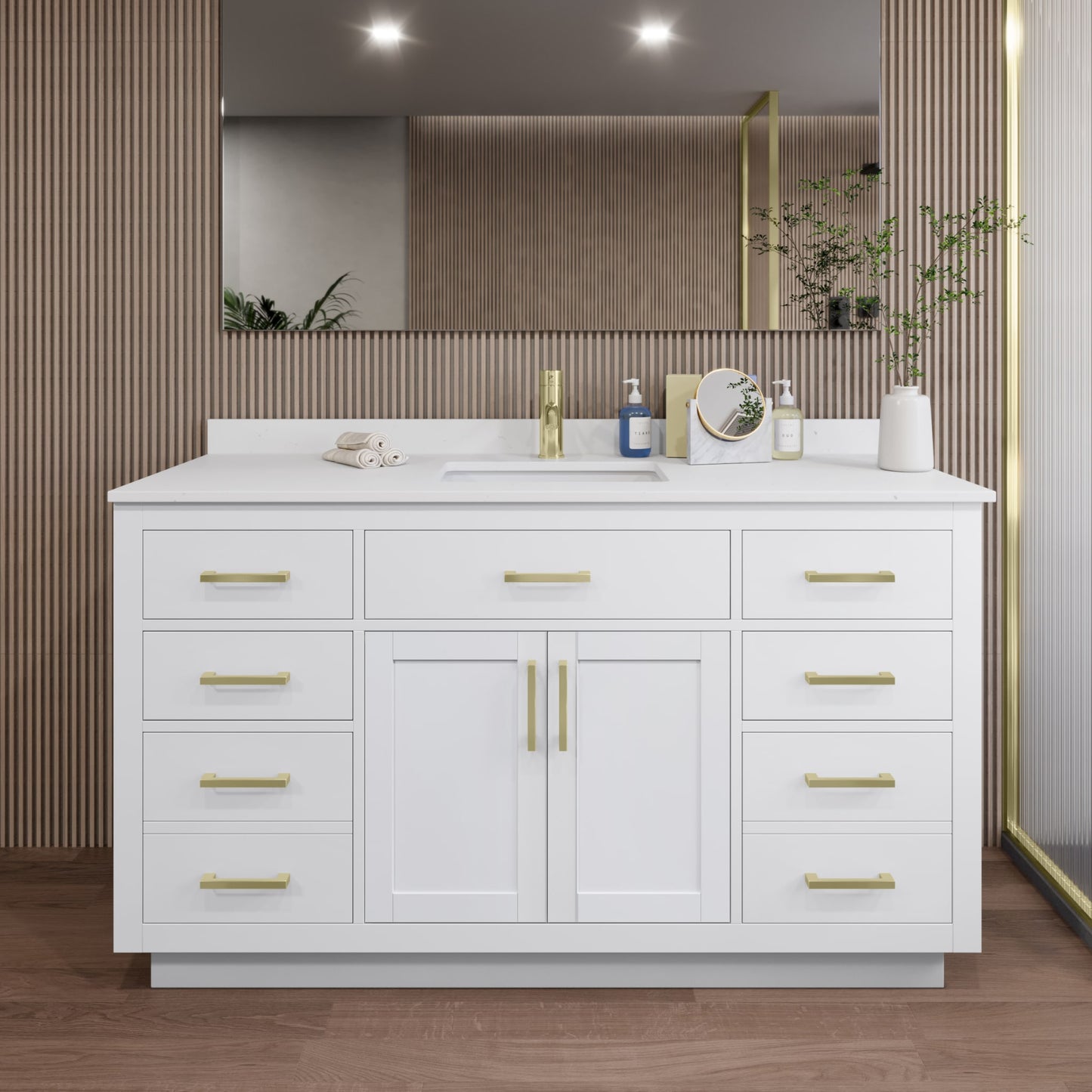 Beckett Single Bathroom Vanity with Toe Kick - 60W x 35H x 22D