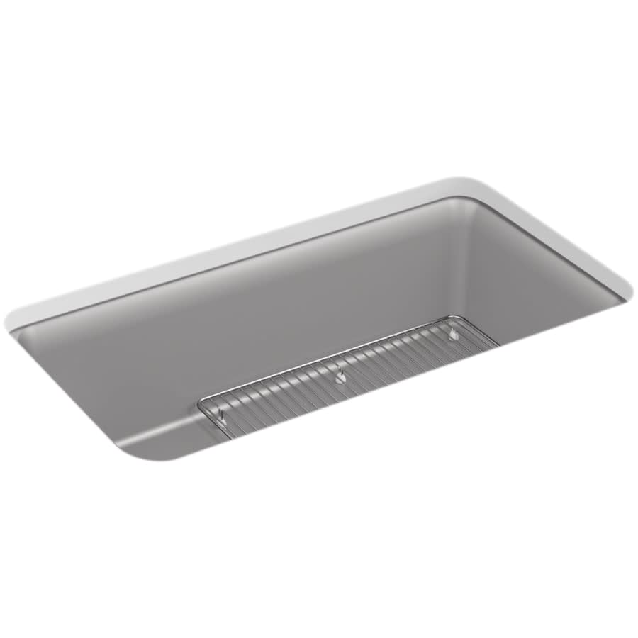 Cairn 33-1/2" Undermount Single Bowl Neoroc Granite Composite Kitchen Sink with Bottom Sink Rack