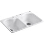 Hartland 33" Double Basin Top-Mount Enameled Cast-Iron Kitchen Sink