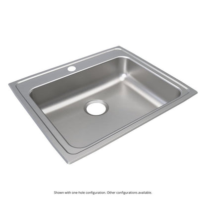 Lustertone™ Classic Single Bowl Kitchen Sink, Top Mount, ADA, 25 x 21-1/4 in, 5-7/8 in Bowl Depth, 3-Hole, 18 ga Lustrous Satin Steel, Stainless