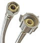 Flexible Water Supply, 3/8 x 7/8 in, Comp x Ballcock, 12 in L, Stainless Steel
